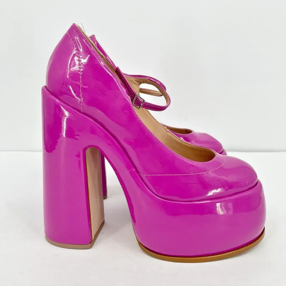 Schutz Womens Zayne Platform Mary Janes US 7 EU 37 Pink Patent Leather NIB - Picture 2 of 10